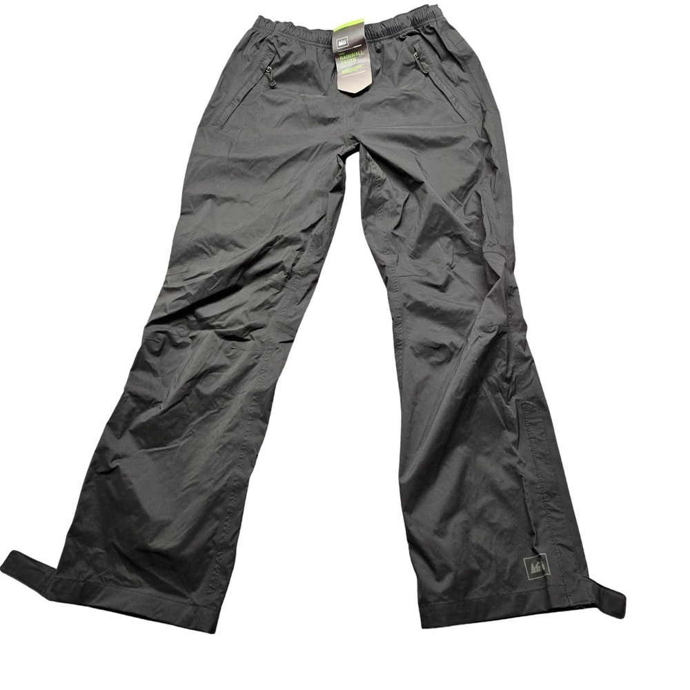 REI Rainwall Pants Kids Large 14-16 Black Waterproof Windproof Hiking Outdoor